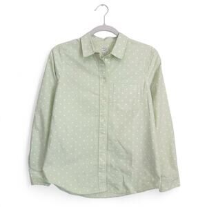 Madewell Green Preppy Polka Dot Button Down Shirt Cotton Size XS